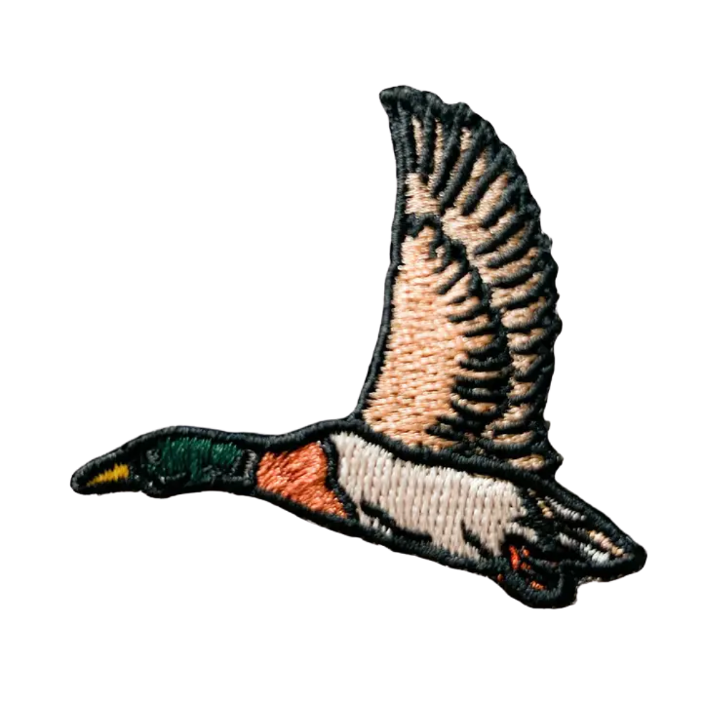 Flying Mallard Duck Embroidered Iron-On Patch