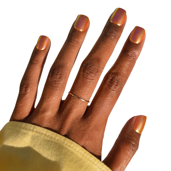 Papaya Chrome Press-On Nails