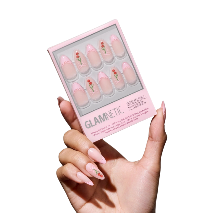 Cherry Bow Press on Nails