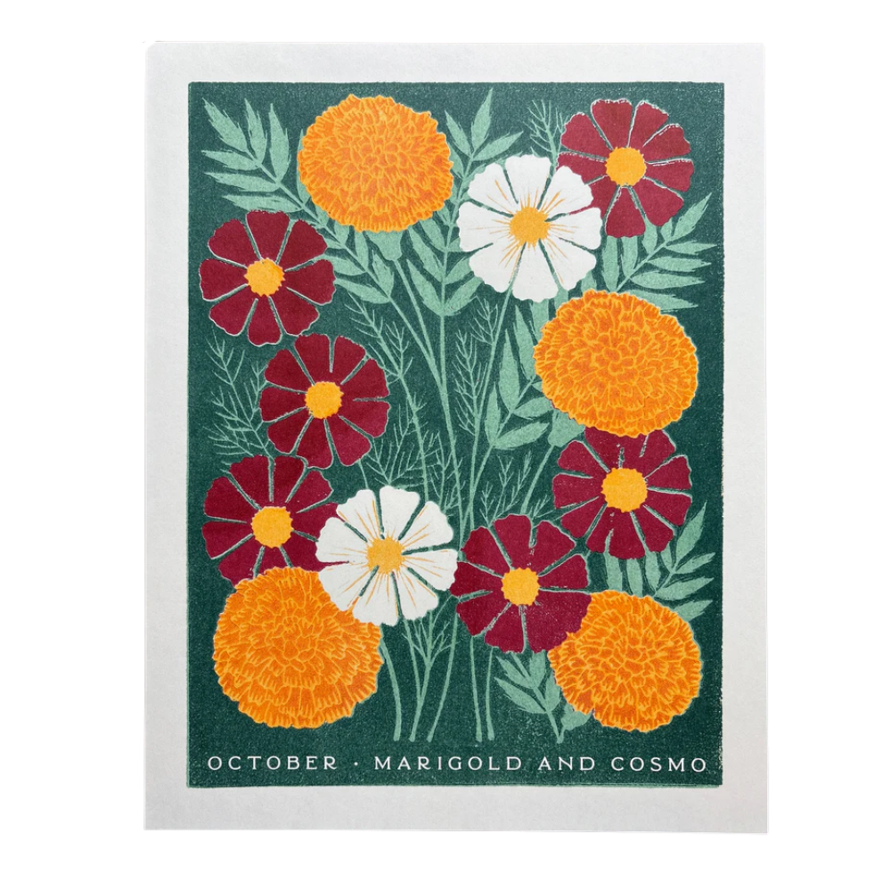 Birth Month Flowers Risograph Print