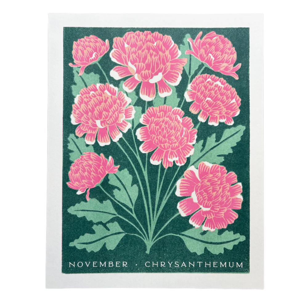 Birth Month Flowers Risograph Print