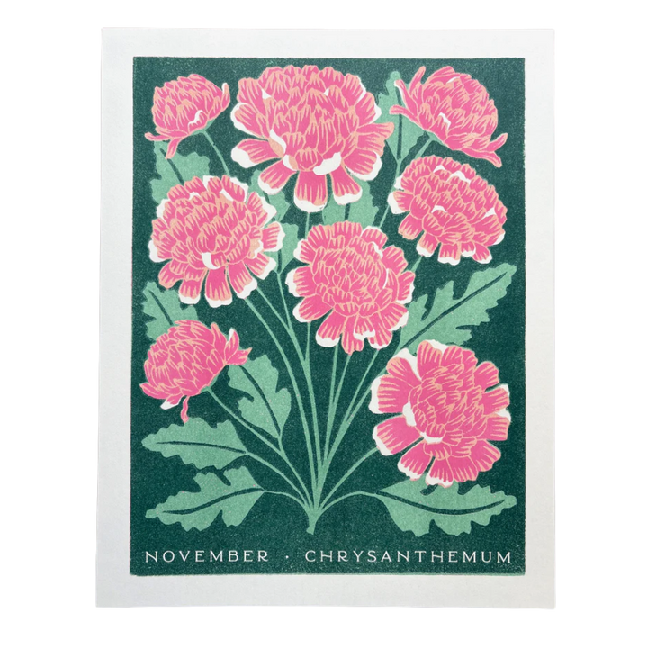 Birth Month Flowers Risograph Print
