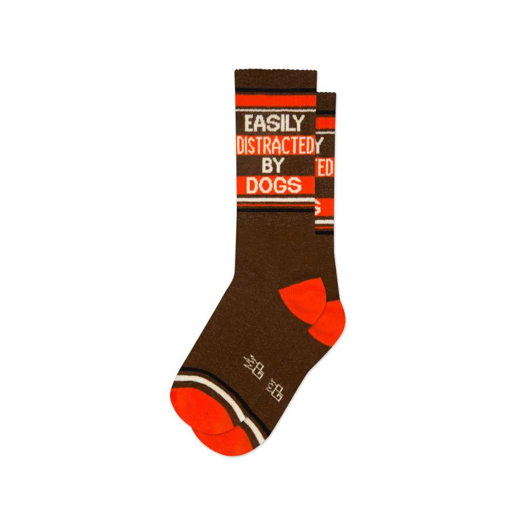 Easily Distracted By Dogs Gym Crew Socks
