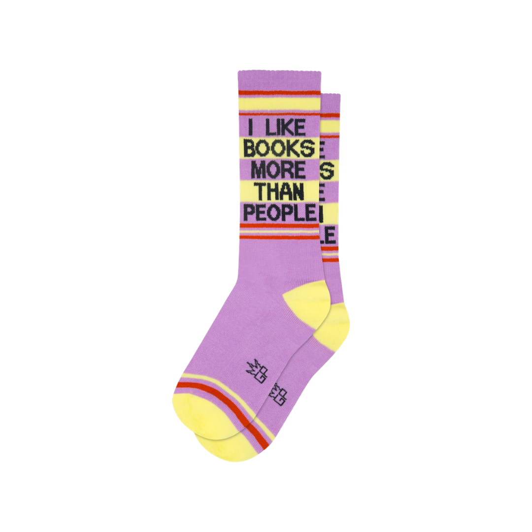 I Like Books More Than People Gym Crew Socks