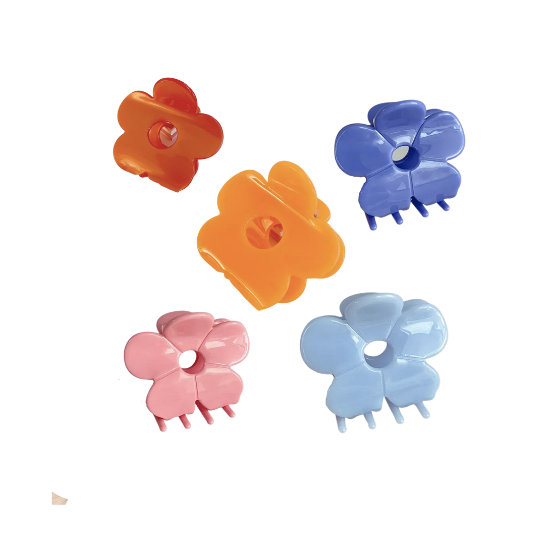 Glossy Flower Power Floral Flower Hair Clip Claw
