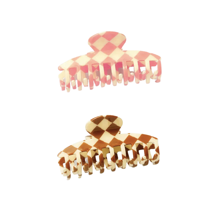 Large Checker Hair Claw Clip