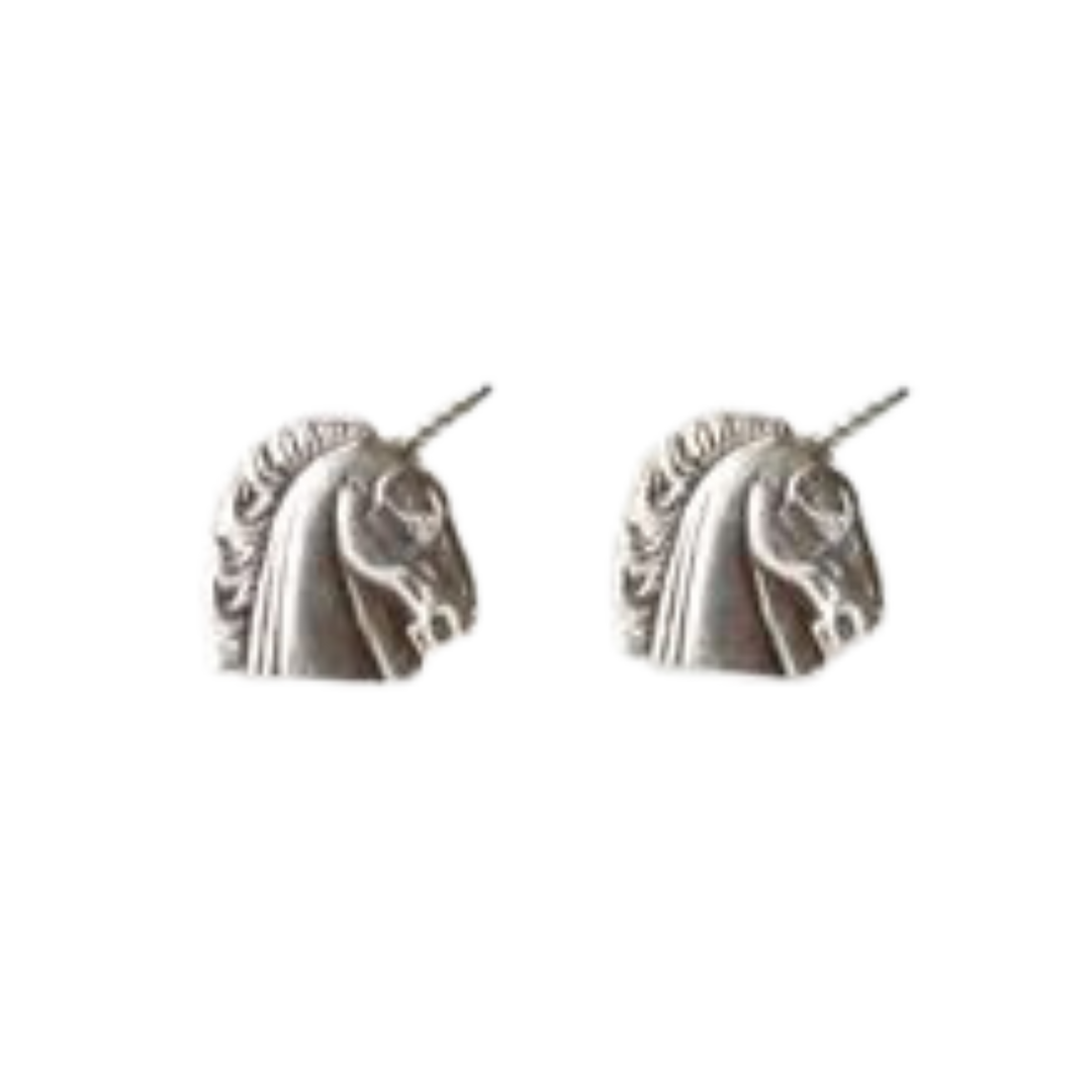 Silver Unicorn Studs