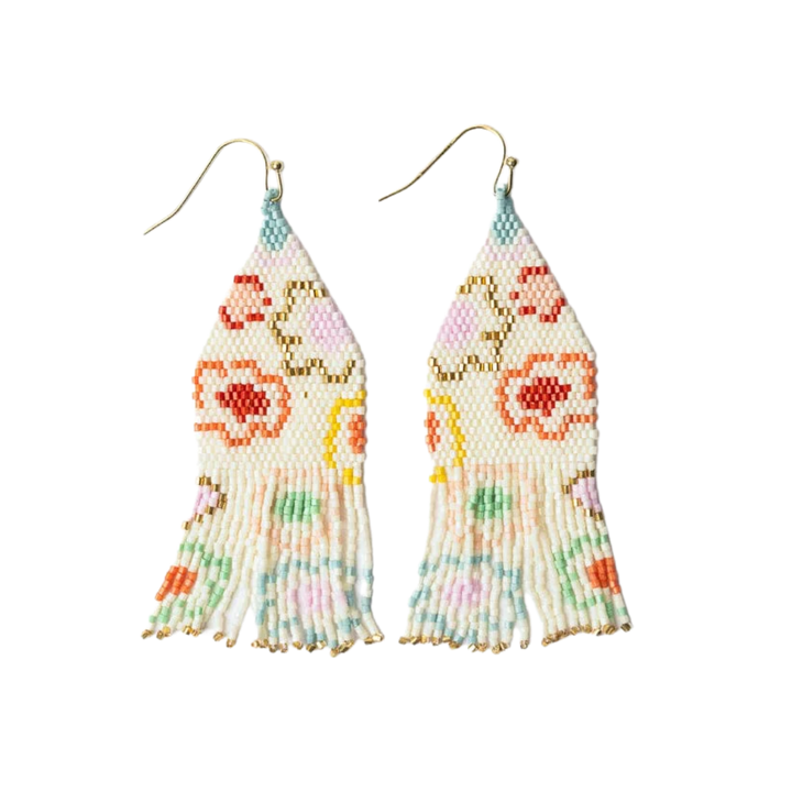 Delilah Poppies Beaded Fringe Earrings
