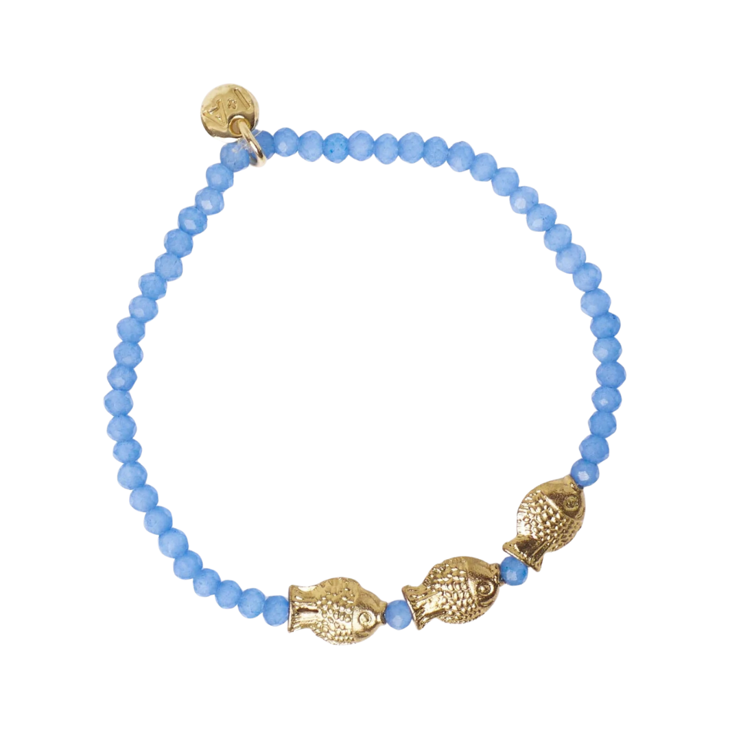 Janie Crystal Bracelet With Brass Fish Charms