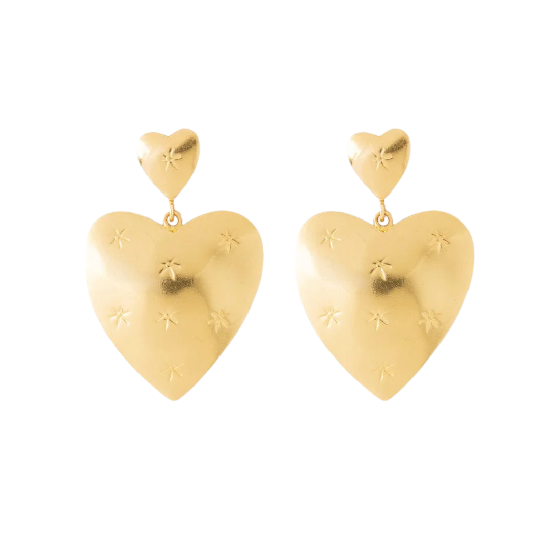 Laura Heart Brass Earrings