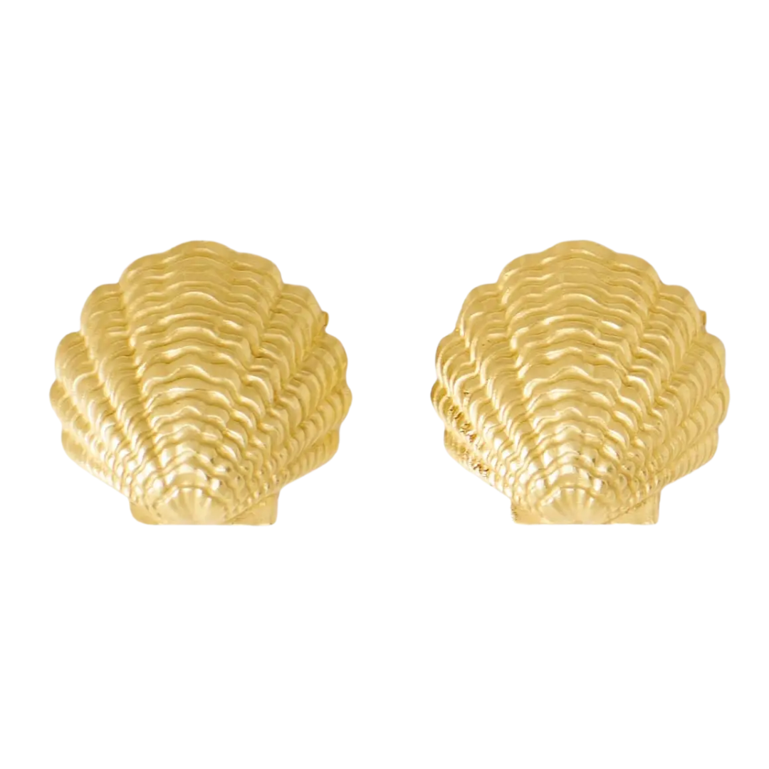 Pearl Shell Brass Stud Earrings
