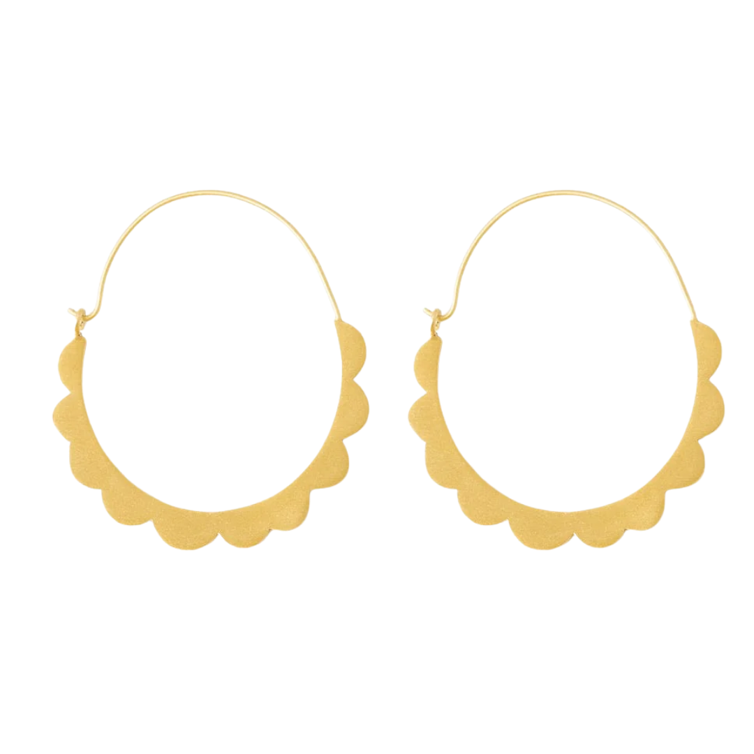 Stephanie Scallop Wrapped Brass Hoops