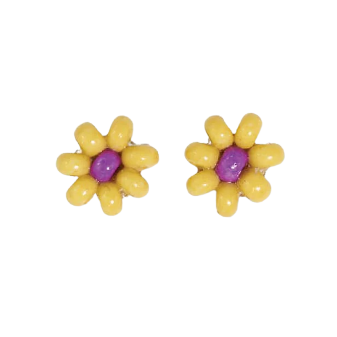 Tina Two Color Beaded Stud Earrings