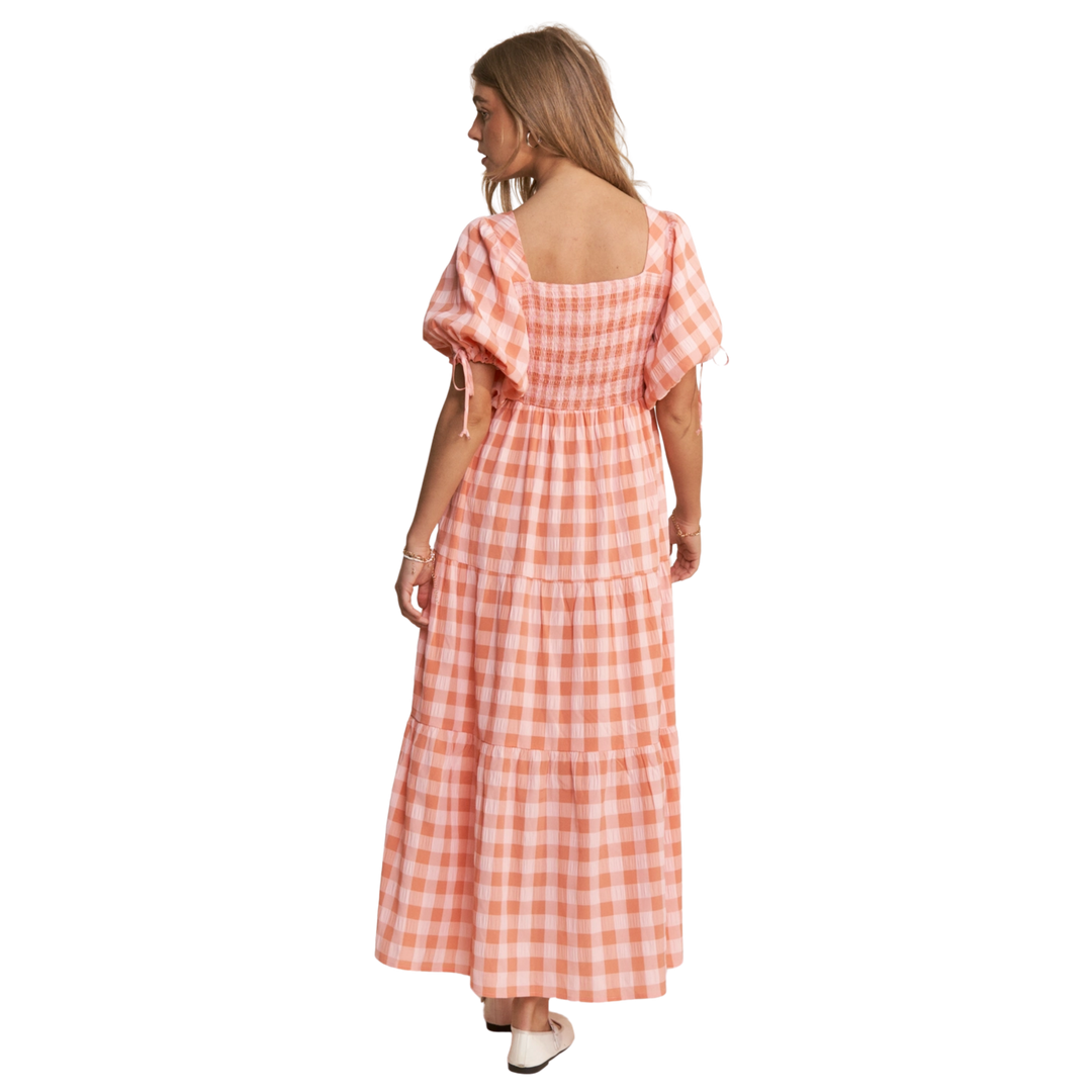 Multi Color Checkered Tiered Maxi Dress
