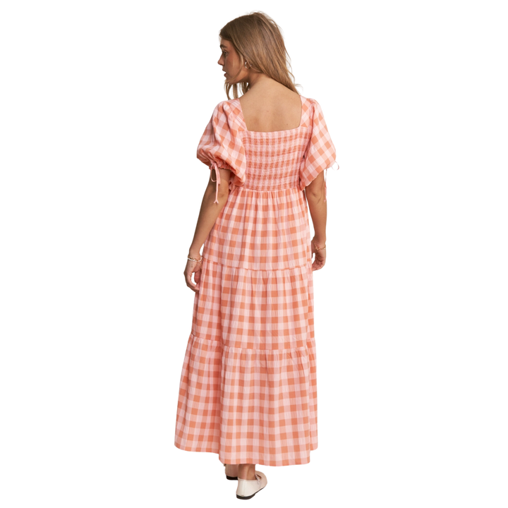 Multi Color Checkered Tiered Maxi Dress