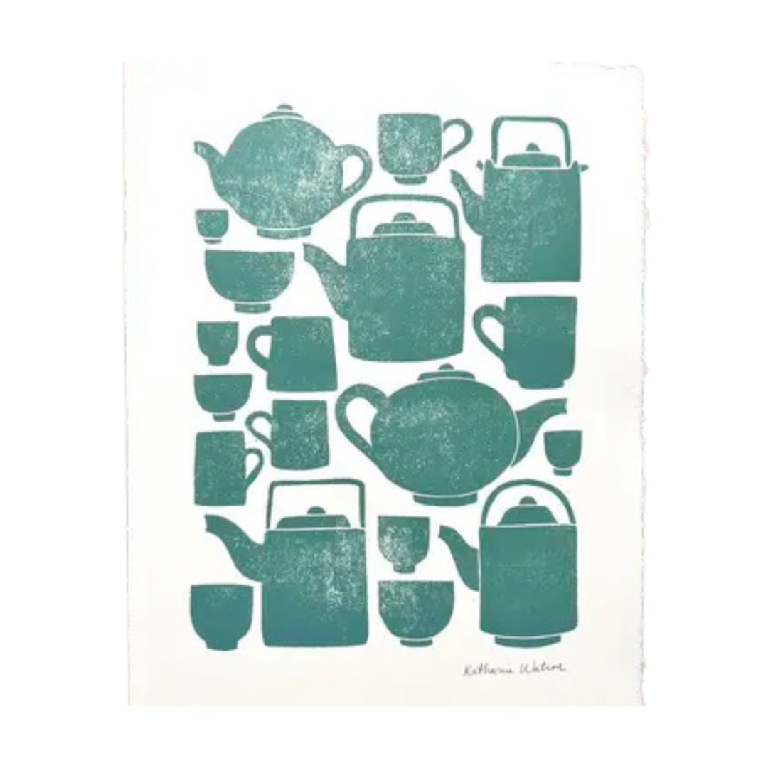 Hand Block Printed Tea Set Art Print No. 2801