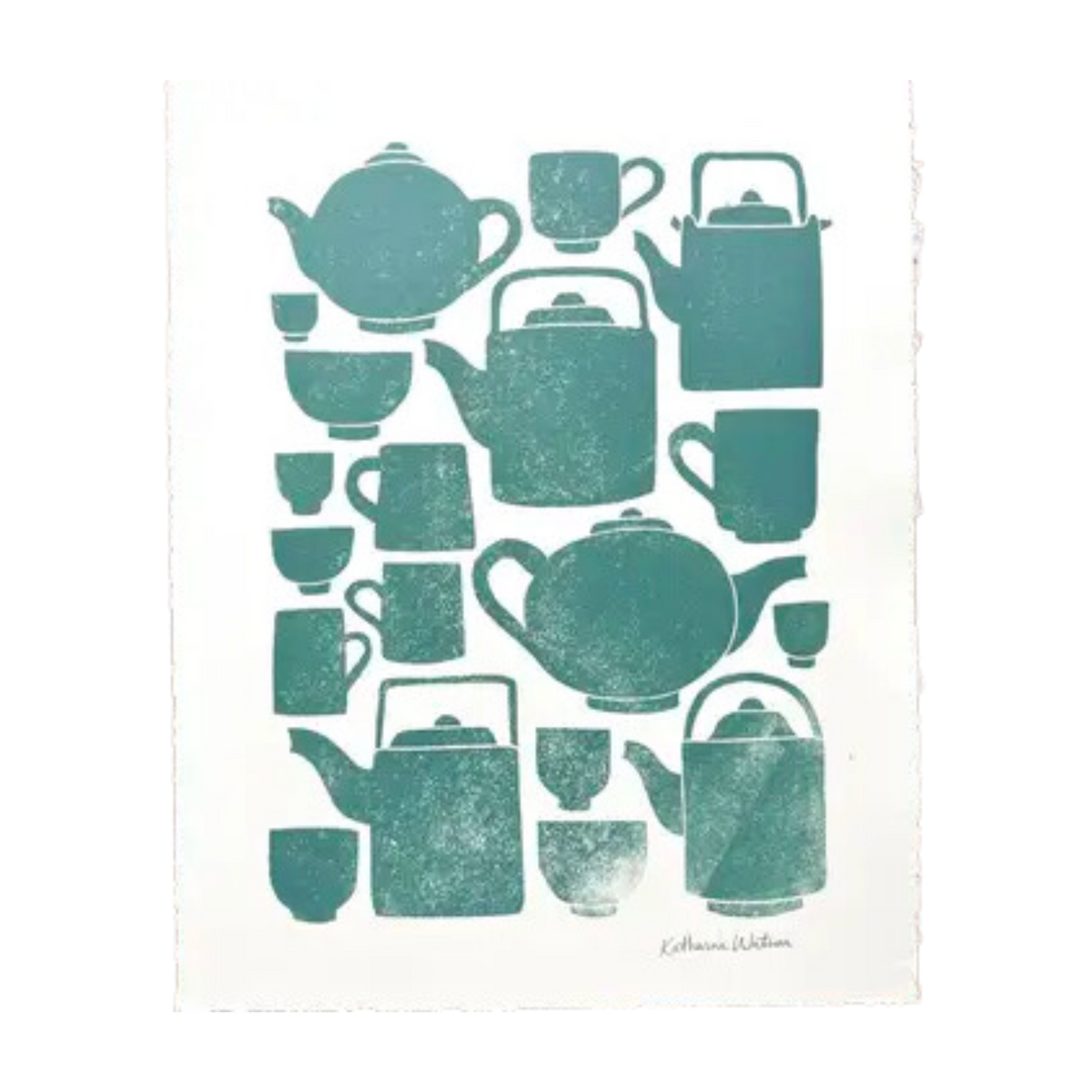 Hand Block Printed Tea Set Art Print No. 2802