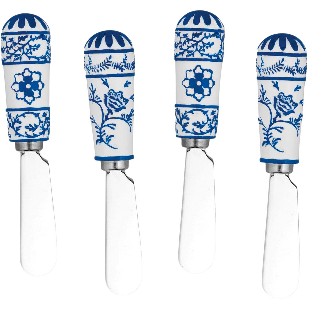 Blue and White Global Garden Polyresin Cheese Spreader