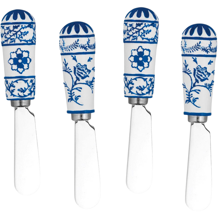 Blue and White Global Garden Polyresin Cheese Spreader