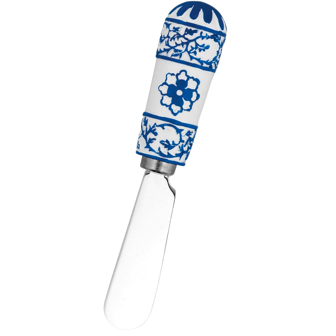 Blue and White Global Garden Polyresin Cheese Spreader