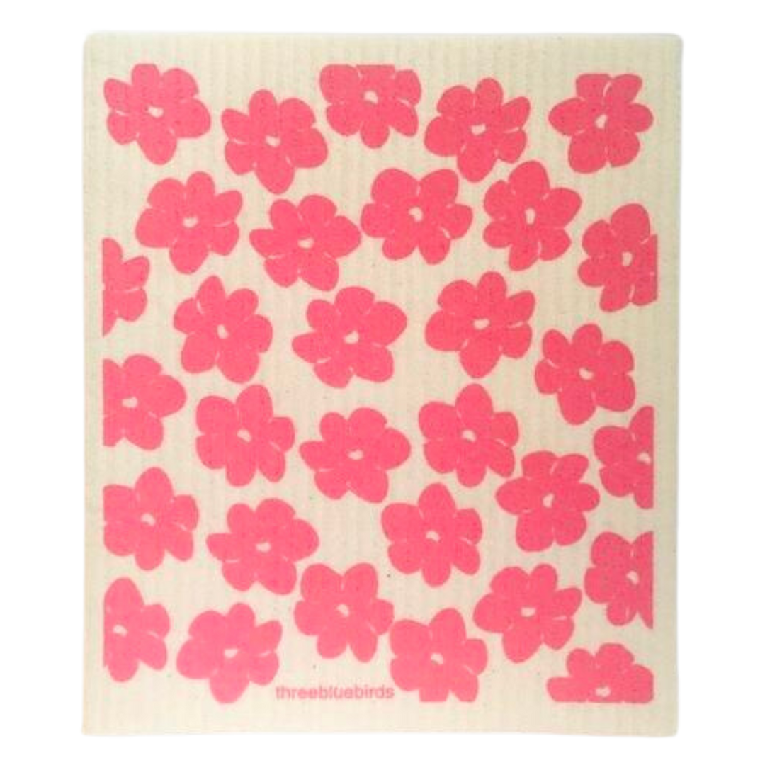 Pink Poppies Swedish Dishcloth