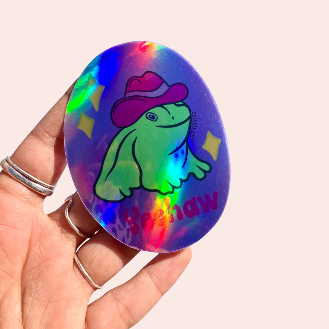 Holographic Yeehaw Frog Sticker