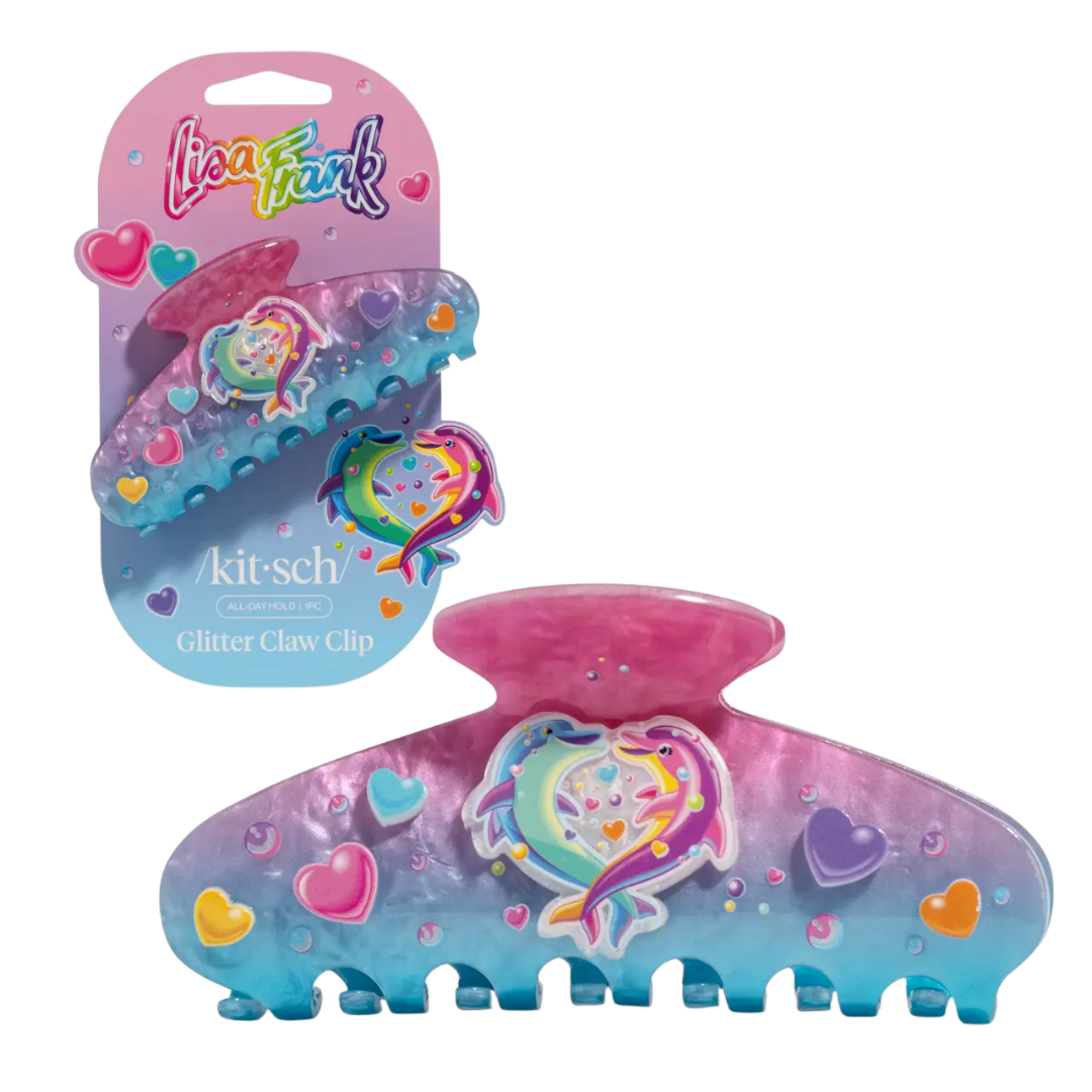 Lisa Frank x Kitsch Glitter Claw Clip - Dancing Dolphins