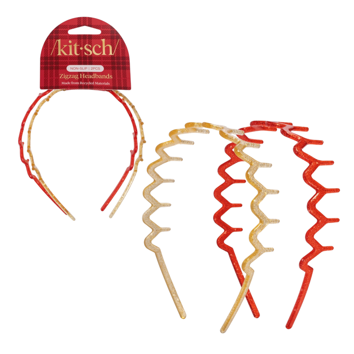 Holiday Recycled Plastic Zigzag Headbands 2pc Set