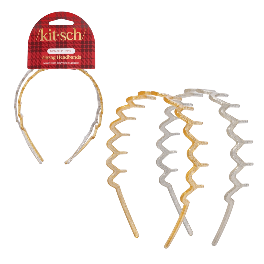Holiday Recycled Plastic Zigzag Headbands 2pc Set