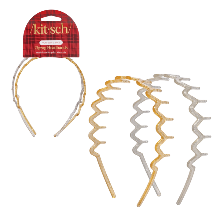 Holiday Recycled Plastic Zigzag Headbands 2pc Set