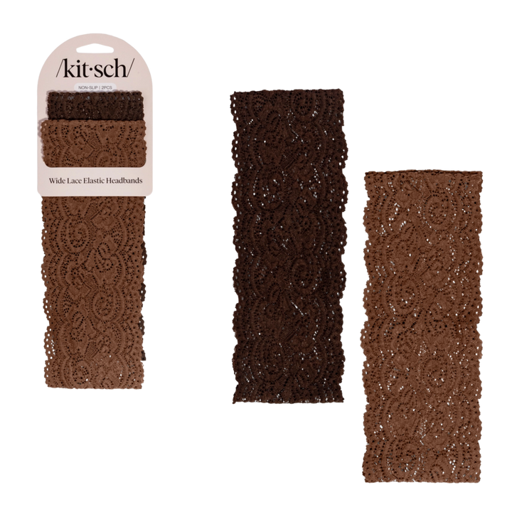 Wide Lace Elastic Headbands 2pc Set