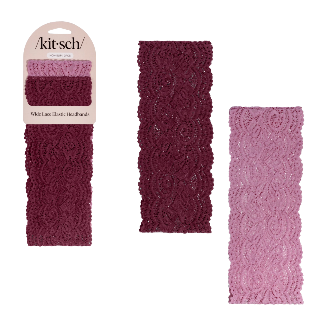 Wide Lace Elastic Headbands 2pc Set
