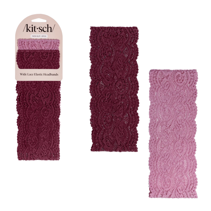 Wide Lace Elastic Headbands 2pc Set