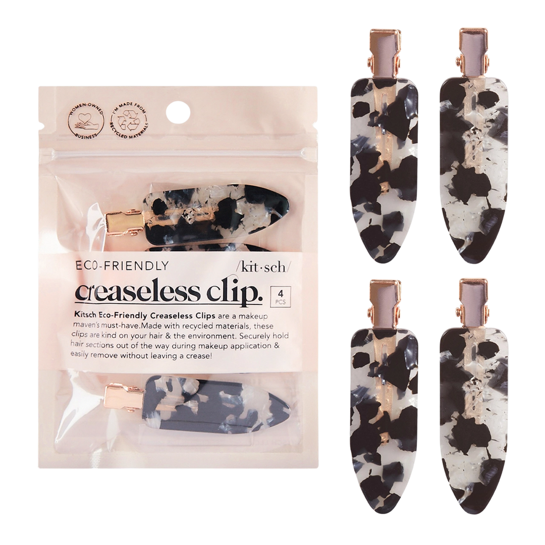 Eco-Friendly Creaseless Clips 4pc Set- Black Terrazzo