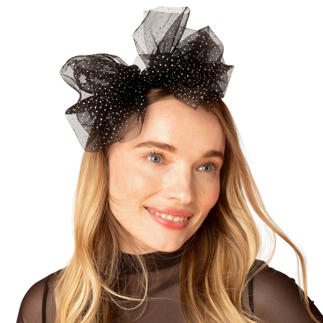 Glitter Tulle Headband - Black
