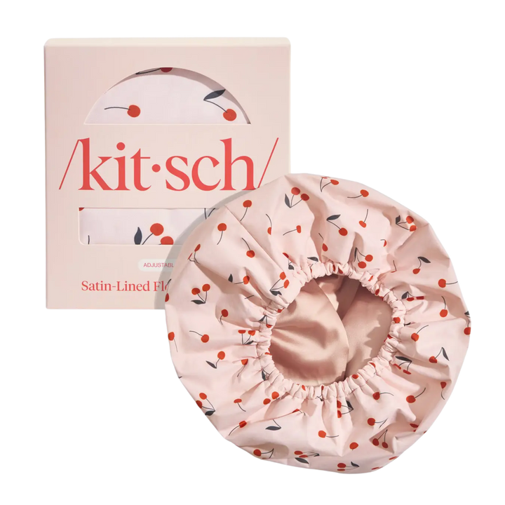 Satin-Lined Flexi Shower Cap - Cherry Print