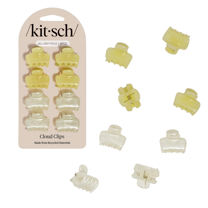 Mini Jelly Cloud Clips 8pc Set - Pearlized Cream & Butter Yellow