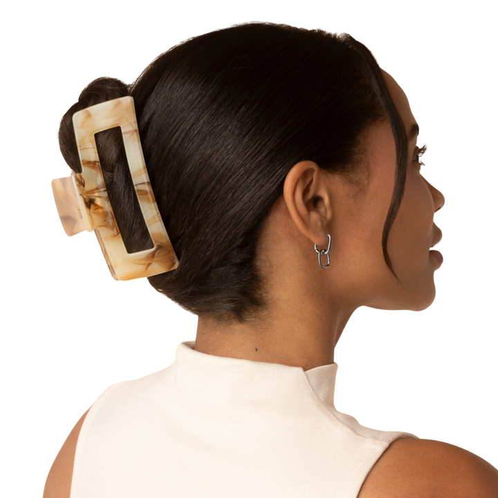 Recycled Plastic Jumbo Open Shape Claw Clip - Chocolate Marble