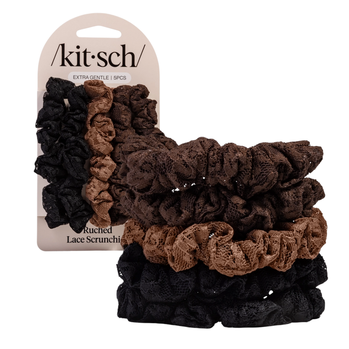 Ruched Lace Scrunchies 5pc
