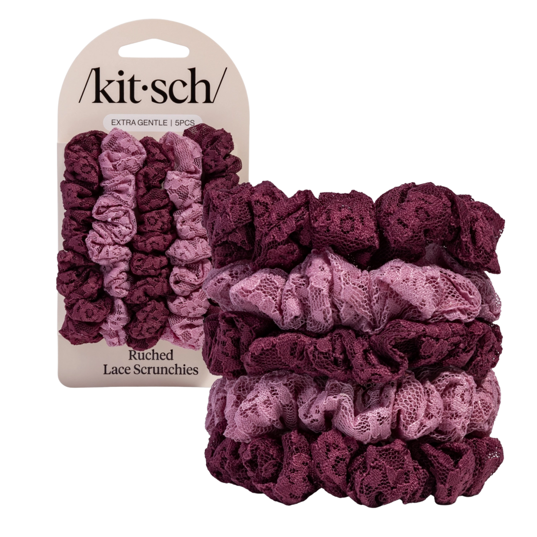 Ruched Lace Scrunchies 5pc