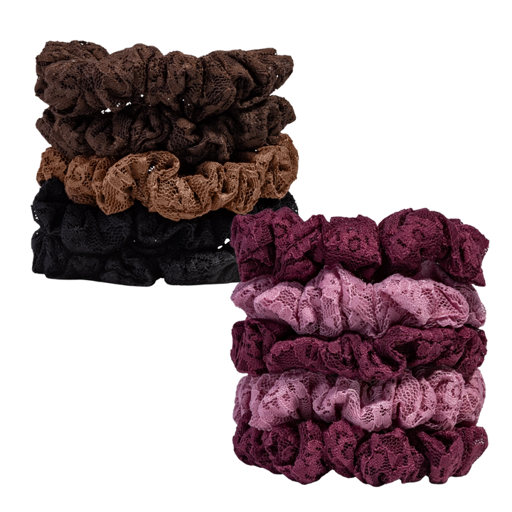 Ruched Lace Scrunchies 5pc