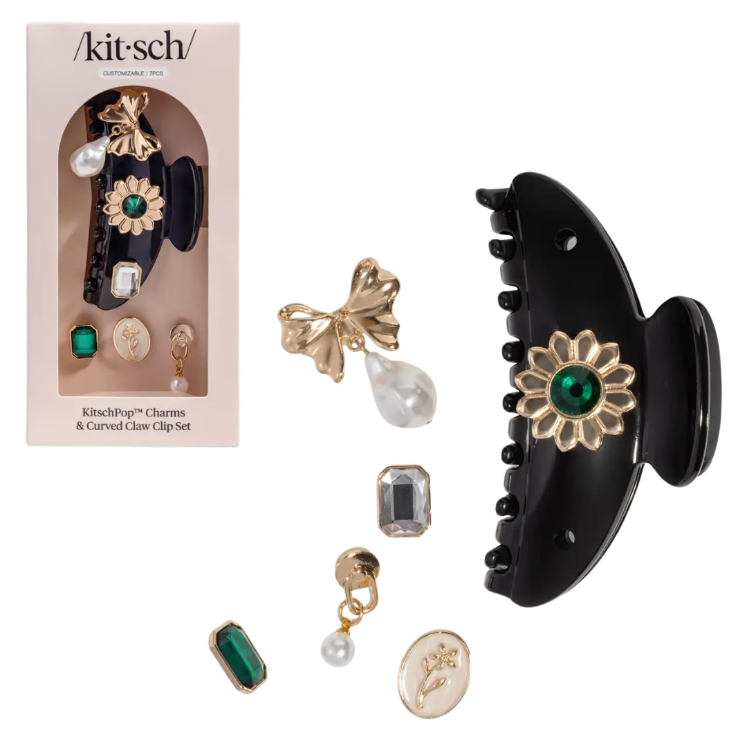 Kitschpop™️ Curved Claw Clip 7pc Set Vintage - Black