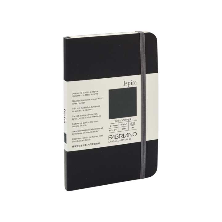 Fabriano Ispira Soft-Cover Notebook, Pocket, Blank, Black