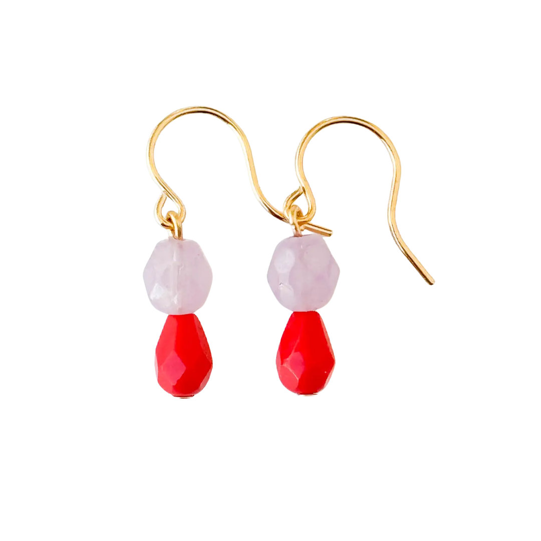 Small Bead Earrings With Little Color Drop