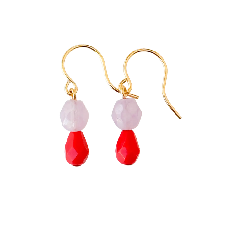 Small Bead Earrings With Little Color Drop