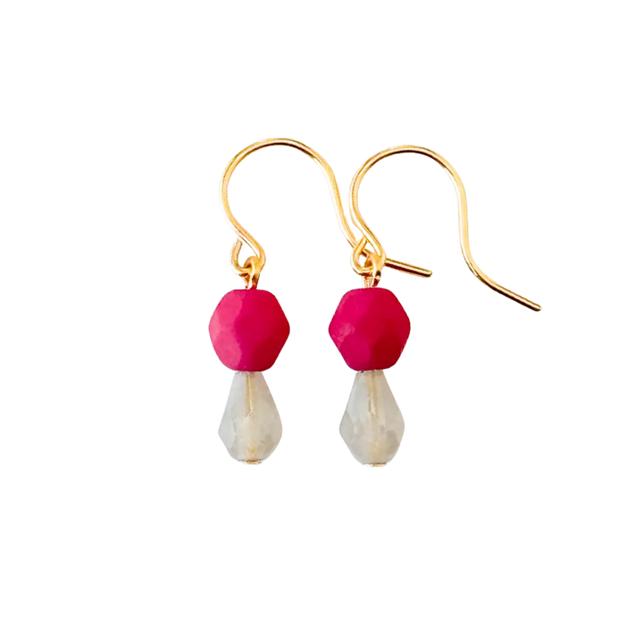 Small Bead Earrings With Little Color Drop