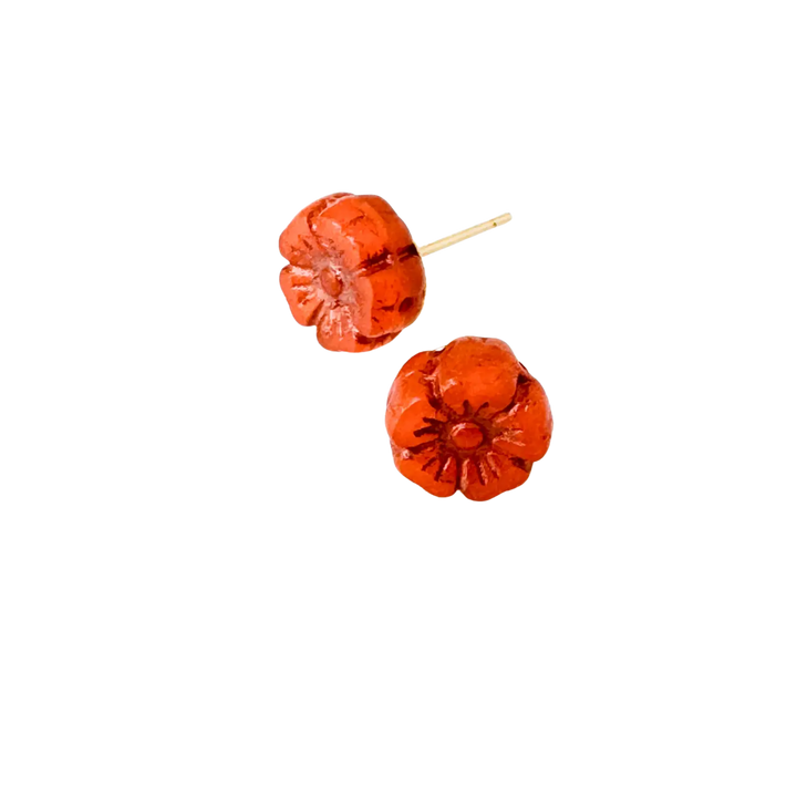 Tiny Flower Stud Earrings, 24K gold plated posts