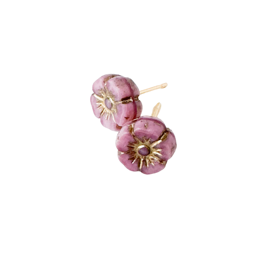 Tiny Flower Stud Earrings, 24K gold plated posts