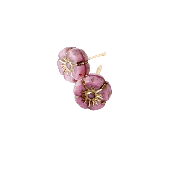Tiny Flower Stud Earrings, 24K gold plated posts