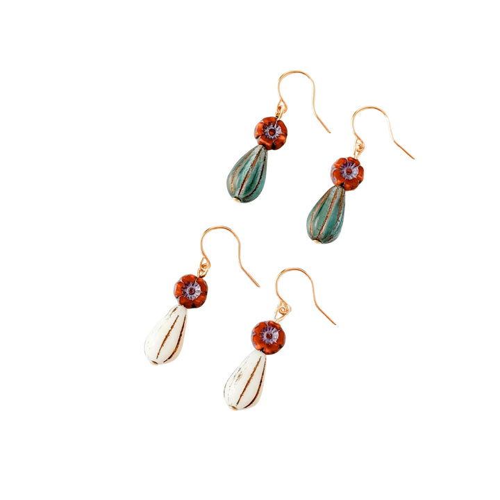 Tiny Flower and Bead Earrings